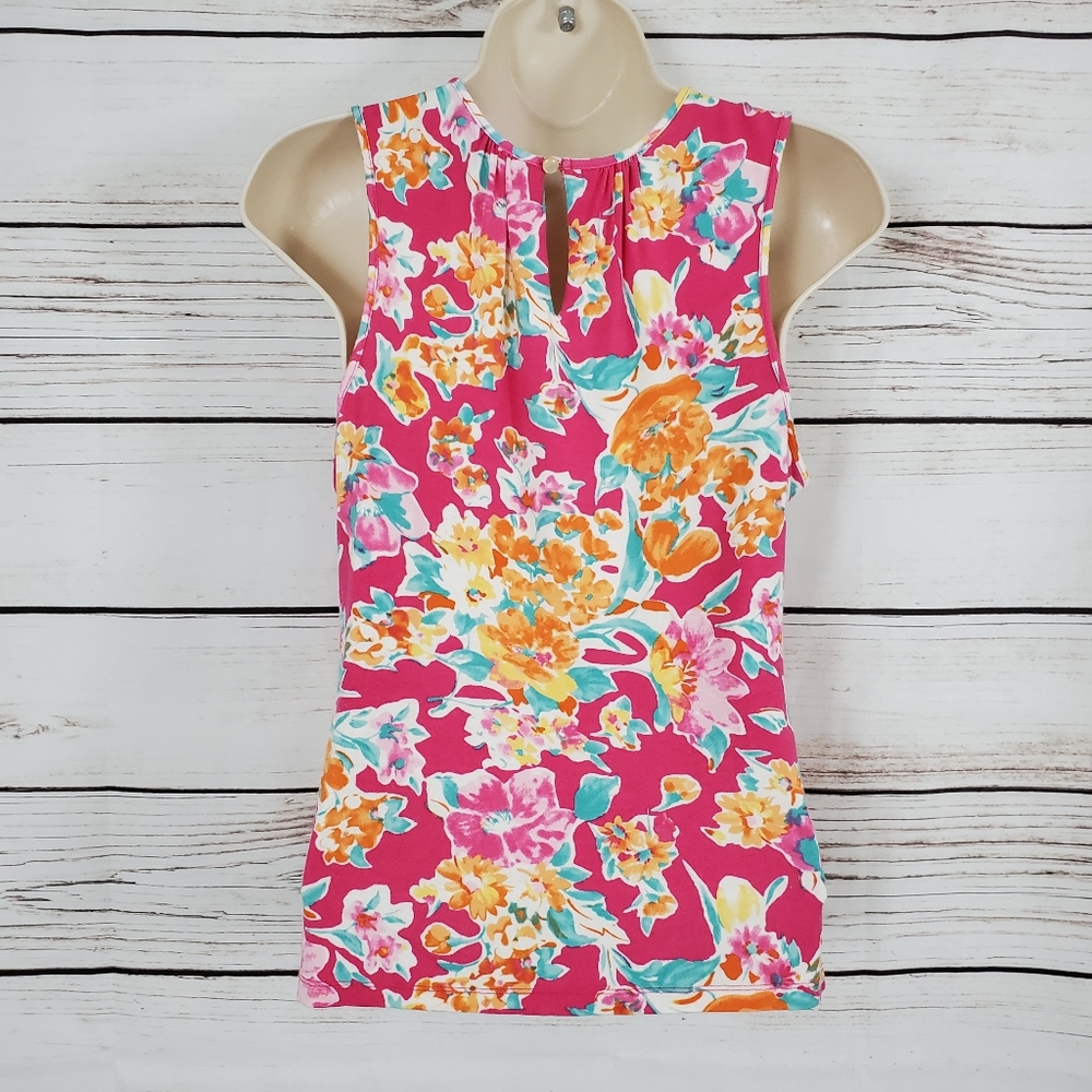 Chaps | Floral Keyhole Back Tank Top - Picture 6 of 7